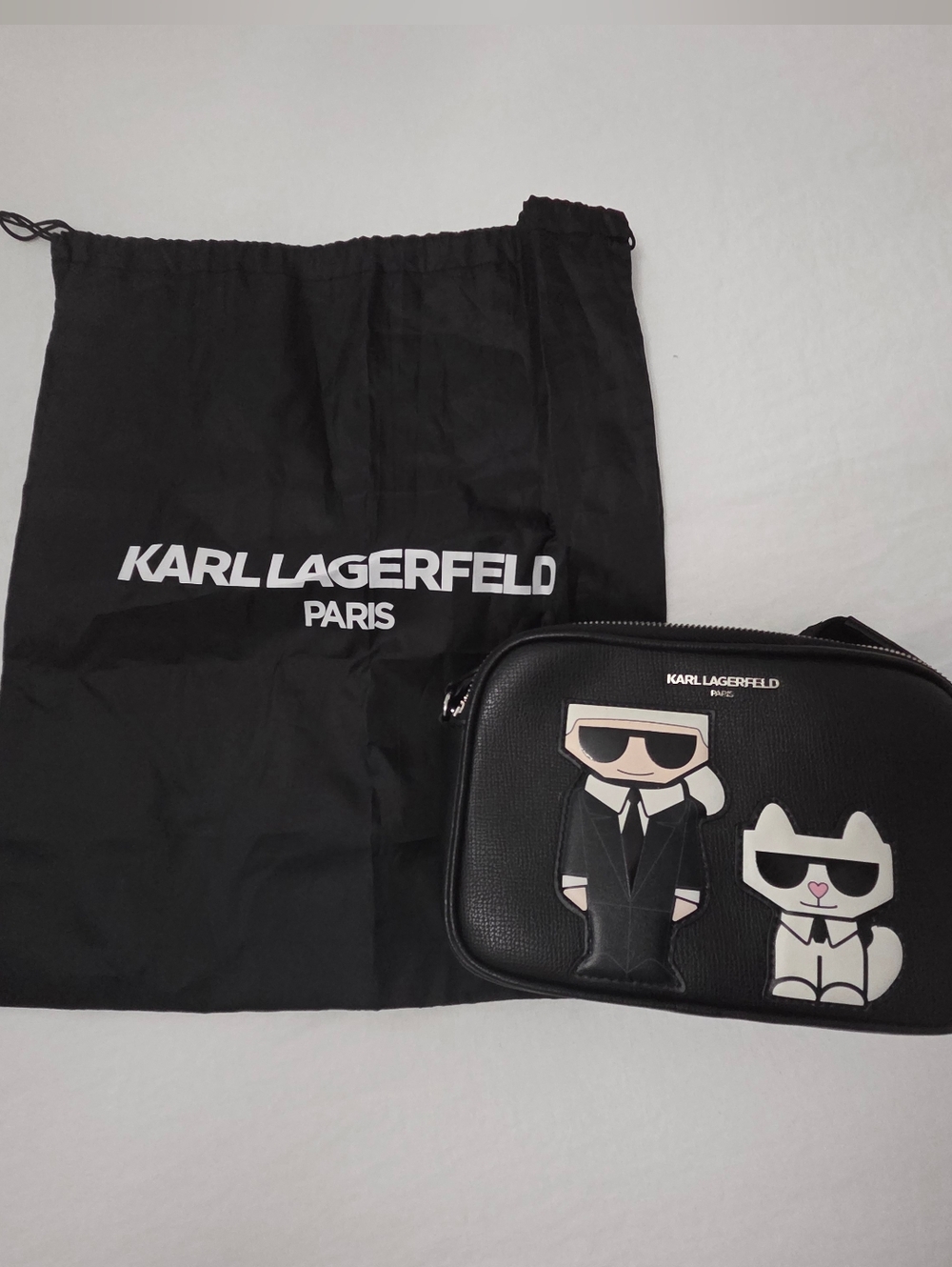 Karl Lagerfeld Black Crossbody Bag with Character Patches